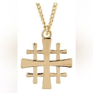 Jerusalem Cross Gold plated pendant necklace 24” long New Easter gift